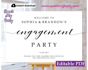 Modern Calligraphy Engagement Party welcome sign sign template (47)